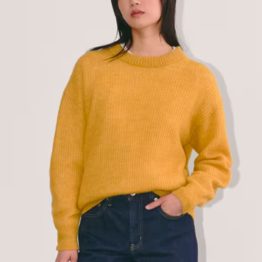 Everlane Cropped Alpaca Blend Yellow Sweater Size S